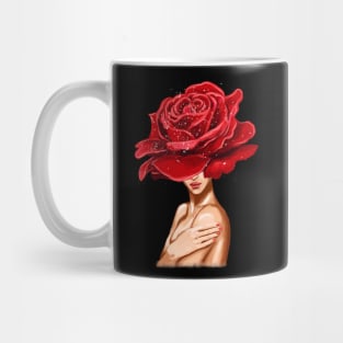 Girl with beautiful flowers instead of a head. Mug